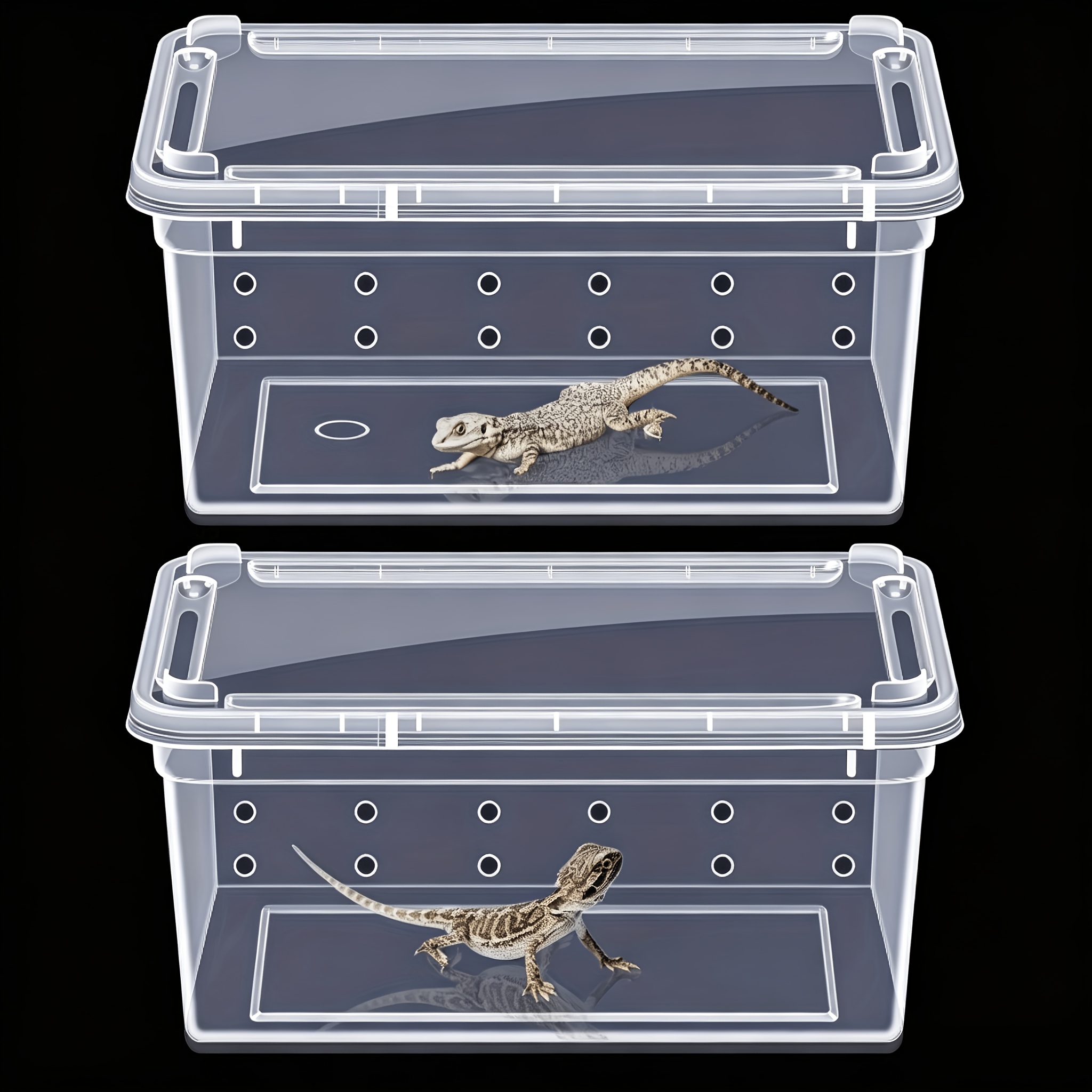 8pcs Transparent PE Plastic Reptile Habitat Boxes