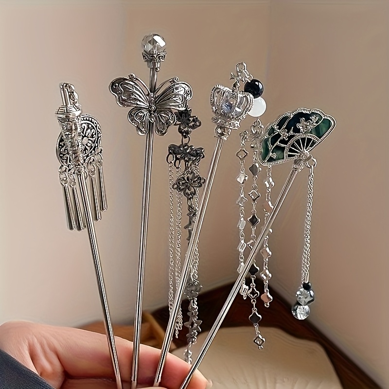 5pcs new retro tassel hairpins high end updo styling pins elegant metal hair accessories for   gift for daily and casual wear Product details 0