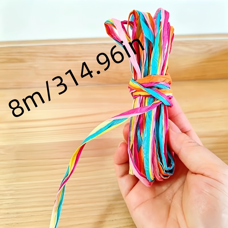 TEMU 8M / 314.96In Striscia Colorata per Allacciare, Cordino Versatile per Bouquet per Confezionare Regali, Accessorio per Foglie, per Composizioni ,
