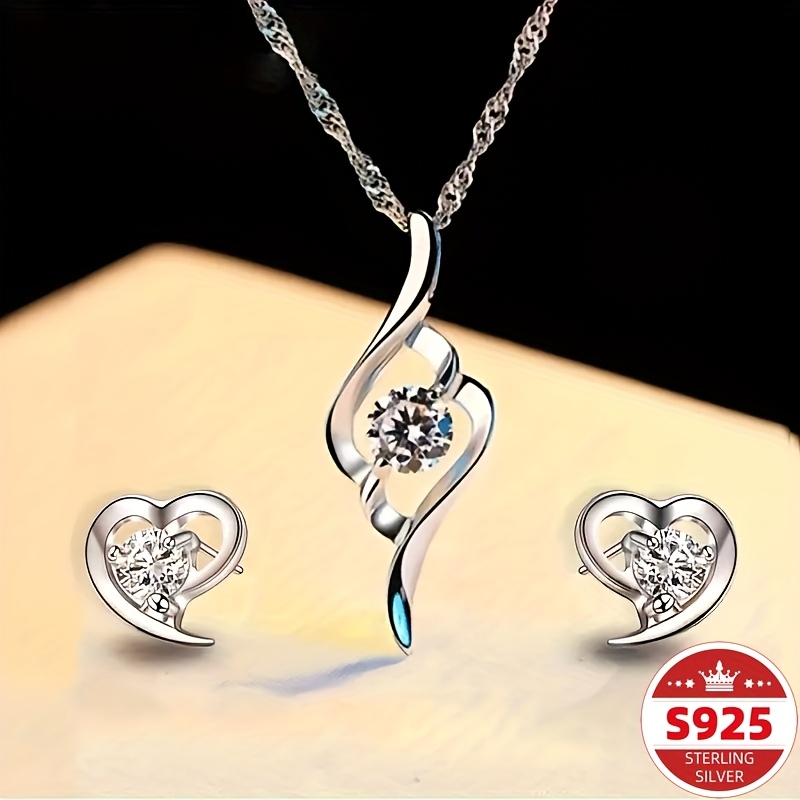 TEMU The Unique S925 Sterling Set Of Jewelry Earrings And Necklaces Is A Women's Party Theme Accessory And A Holiday Gift