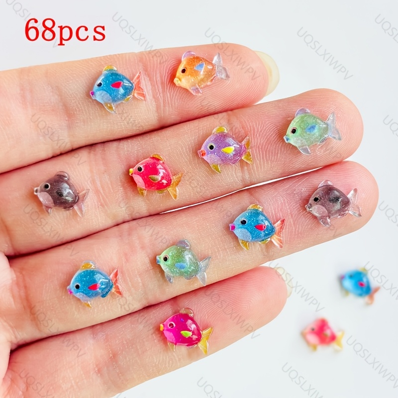 E-shop 32/68 Stück Cartoon Mini Sternenförmige Funkelnde Bunte Fische aus Harz, Schmuck für Scrapbooking, Nagelstudio-DIY, Dekoration für
