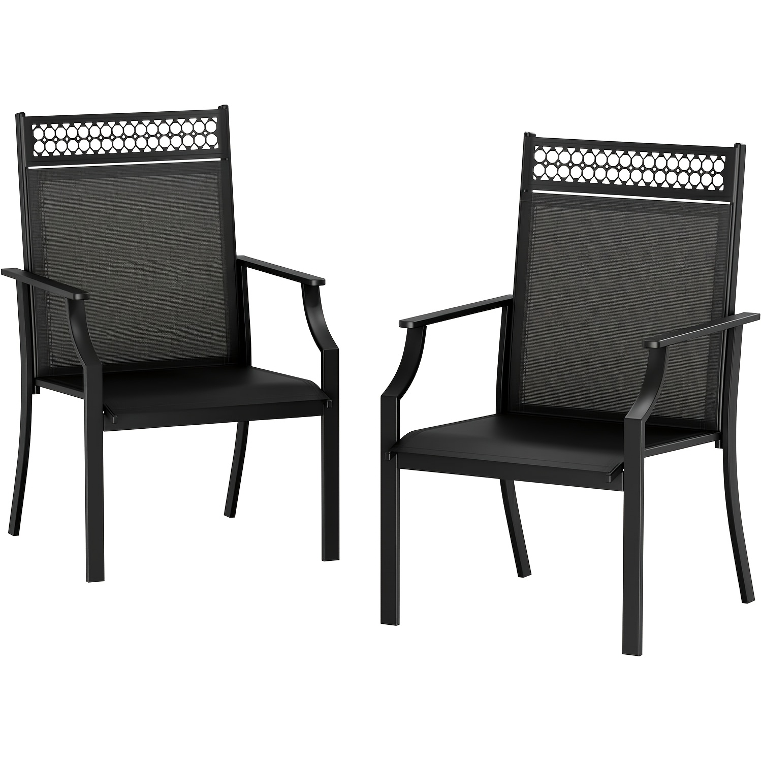 2-pcs Garden Chair, Size 91x67x62 Cm, Widened Seat, Breathable, Fabric. Max Weight 120 Kg, For Garden, Patio, Balcony, Pool