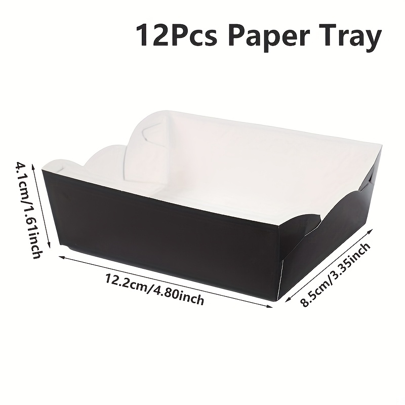 E-shop 12 Stück Schwarze Pappteller mit Deckeln – Stabile Party-Servierplatten mit schwarzen Kanten für Hochzeiten, Geburtstage, Baby-Shower –