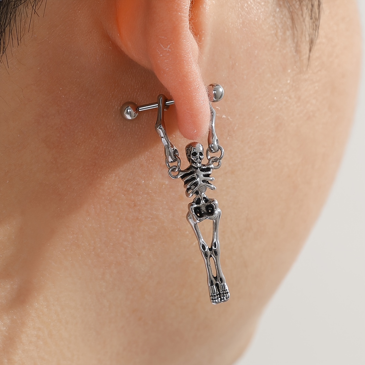 Gothic Totenkopf Ohrringe Schwarz - Punk Schmuck Für Frauen, Halloween & Dunklen Stil