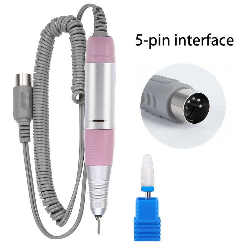 TEMU 5-Core PLUG - Mango de Repuesto para Torno de Uñas, Cuerpo de Metal, Mango Profesional Eléctrico para Torno de Uñas, 35000RPM, Pieza de para
