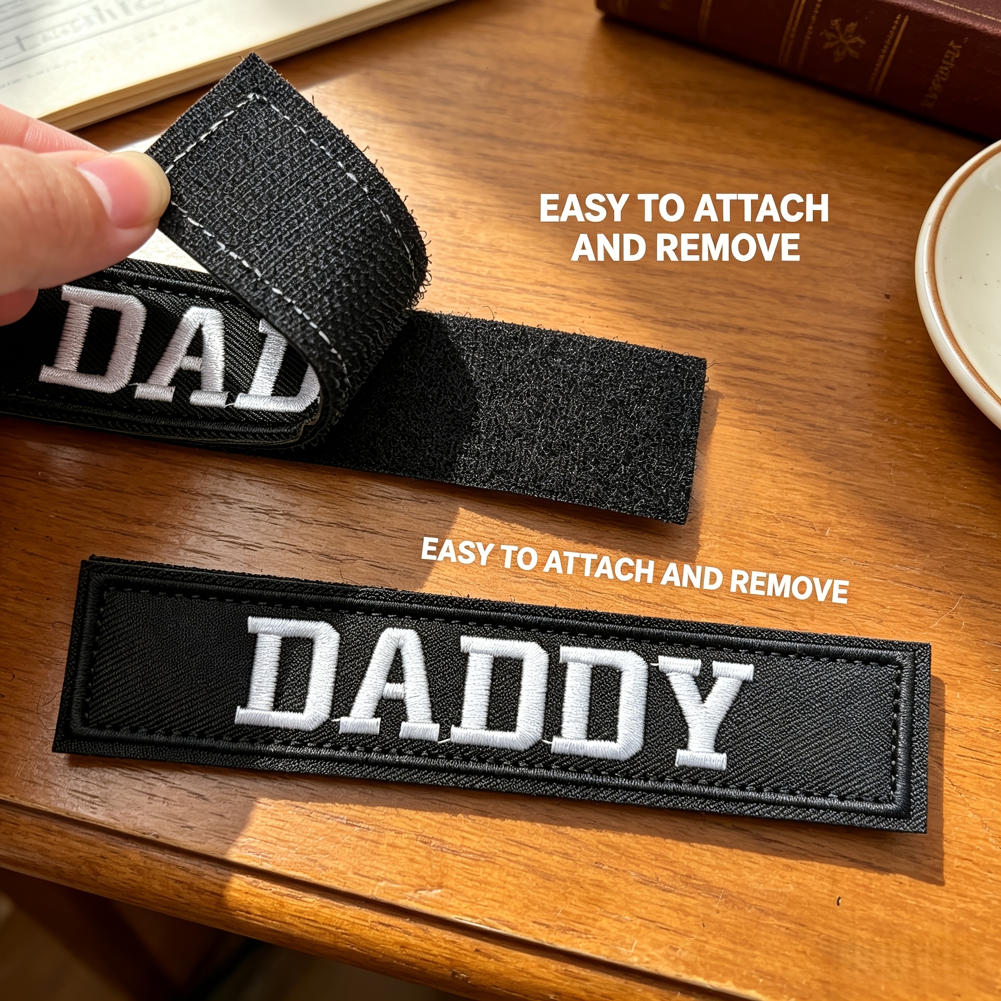 TEMU 2pcs Set Of Dad-style Hook-and-loop Embroidered Patches, Black And White Badges, Suitable For Tactical Vests, Fun Diy Morale Patches, Used For