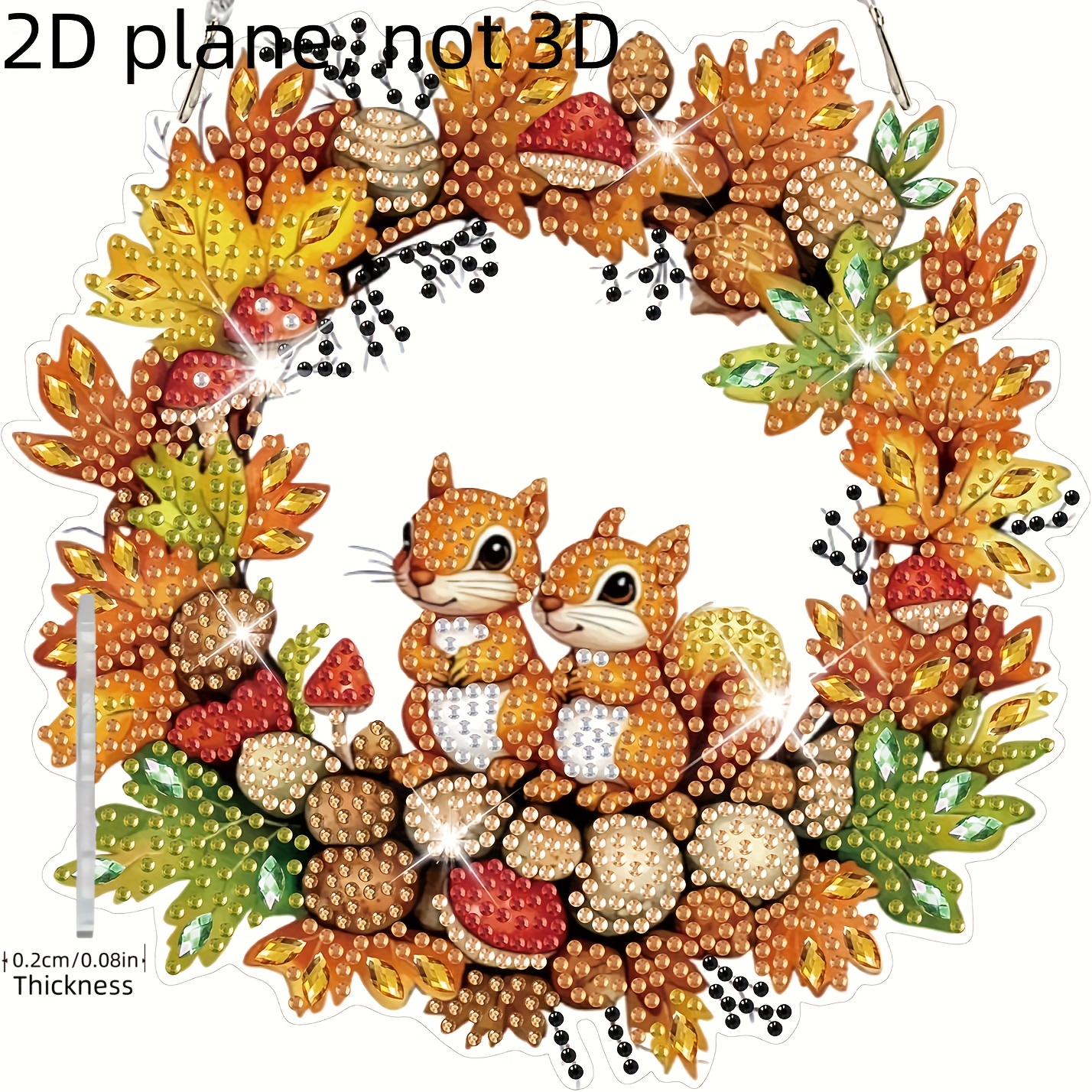 2d Flat Plane, Adult Hanging Ornament Wreath Diamond Painting Kit, Squirrel 5d Special-shaped Painting Ornament Set, Diy Pattern Window Hanging Gem Painting Kit For Home Wall Decoration, 2d Flat