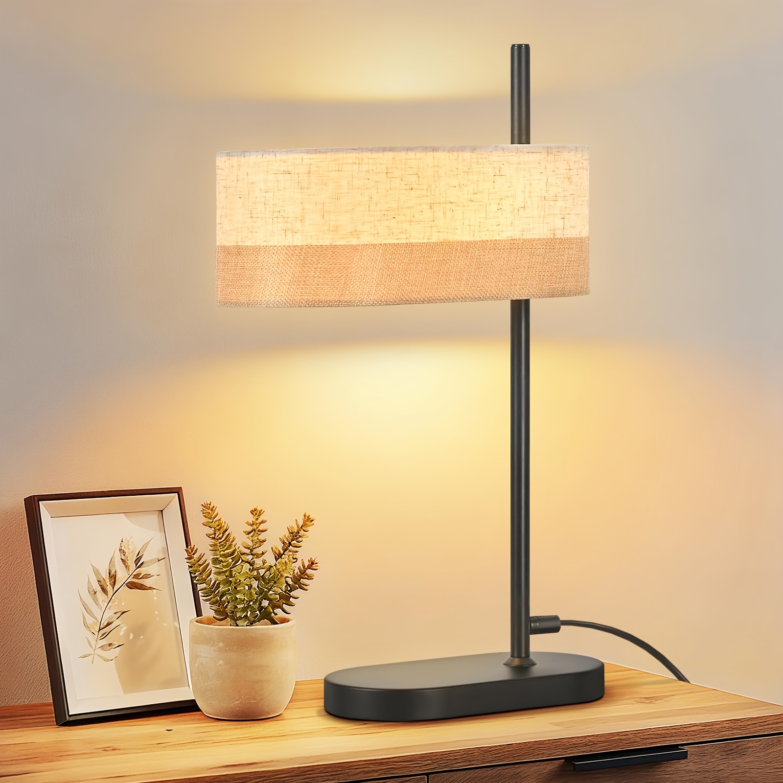 Vintage Table Lamp, Living Room Table Lamp, Black Bedside Lamp, Fabric, E14, Bedside Lamp With Cord, Light, Study Or Bedroom (bulb Not Included)