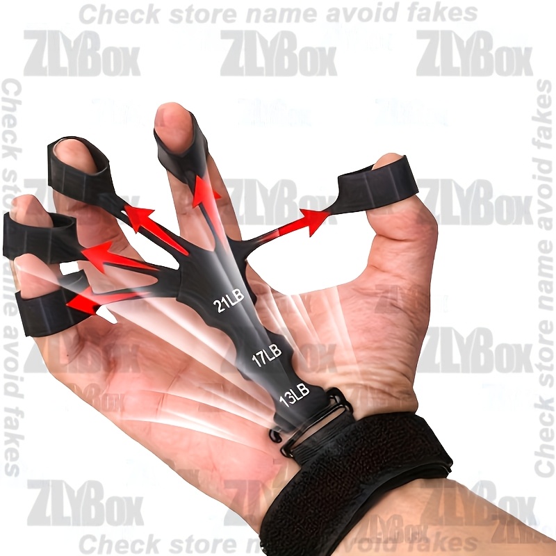 five finger wrist puller adjustable   21 lbs to 13 lbs ergonomic grip   for fitness training muscle shaping tool gray black