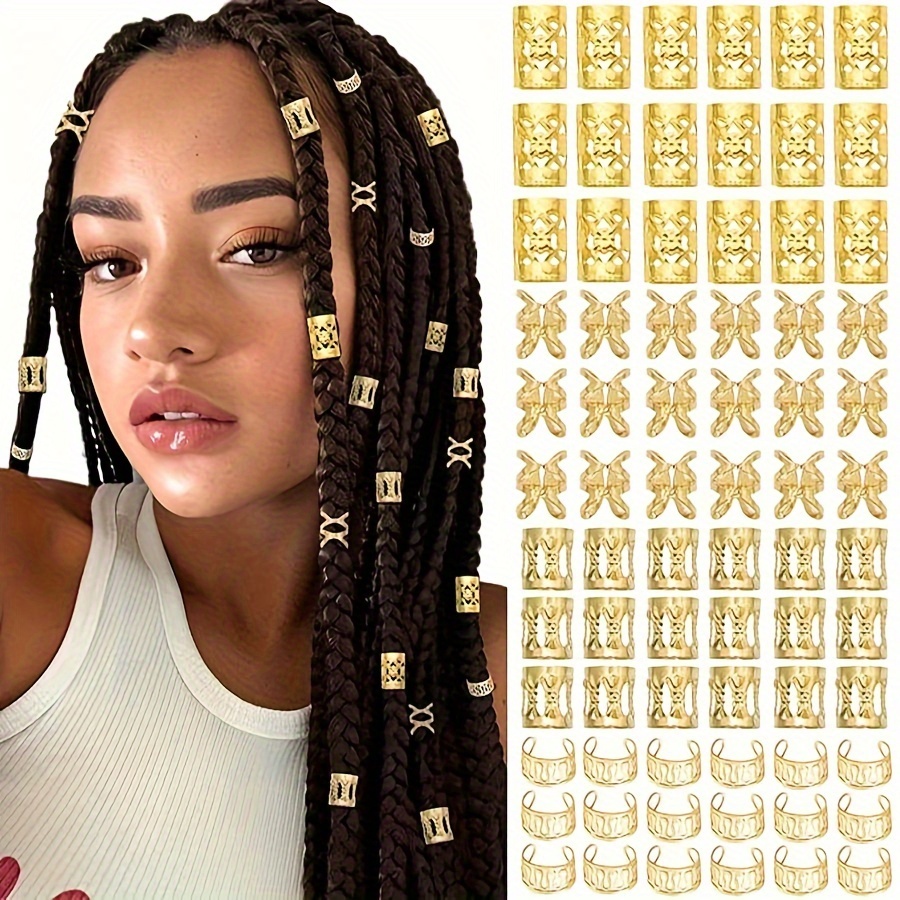 

40pcs Bijoux de Cheveux en Manchons de Cheveux pour Perles Métalliques pour Dreadlocks Anneaux Manchons de Cheveux Multi-Style Accessoires pour Décoration de Cheveux pour Femmes et Filles