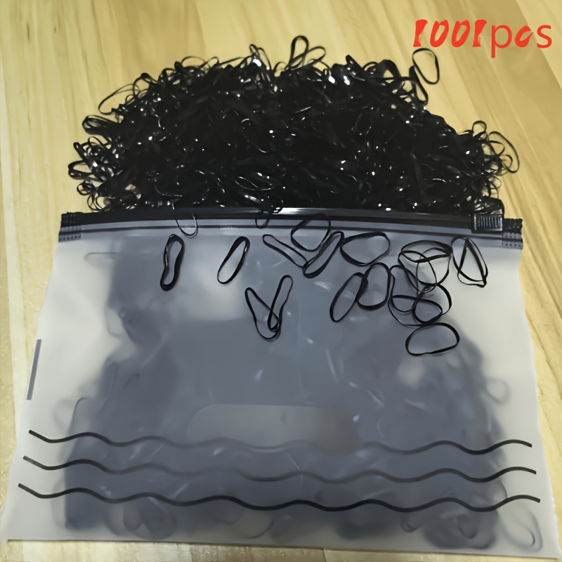 TEMU Aproximadamente 1001 mini coleteros desechables , juego de accesorios elásticos negros para el pelo