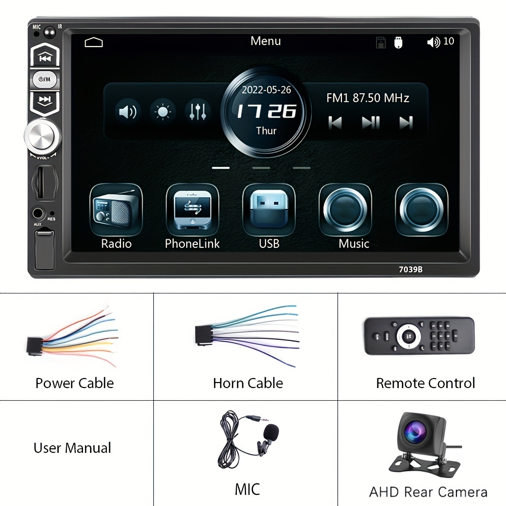 Single Din Car Radio 7" Lcd Touch Screen Car Multimedia Player Support Carplayer&for Auto&mirror-link With Ahd Camera&mic