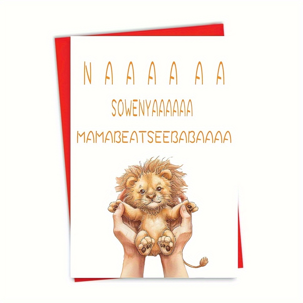 

1pc Cute Cartoon Lion Baby Greeting Card, High-quality Paper, Animal Theme, With Personalization Options, For Newborn, Touch & , Ideal For Baby Shower &