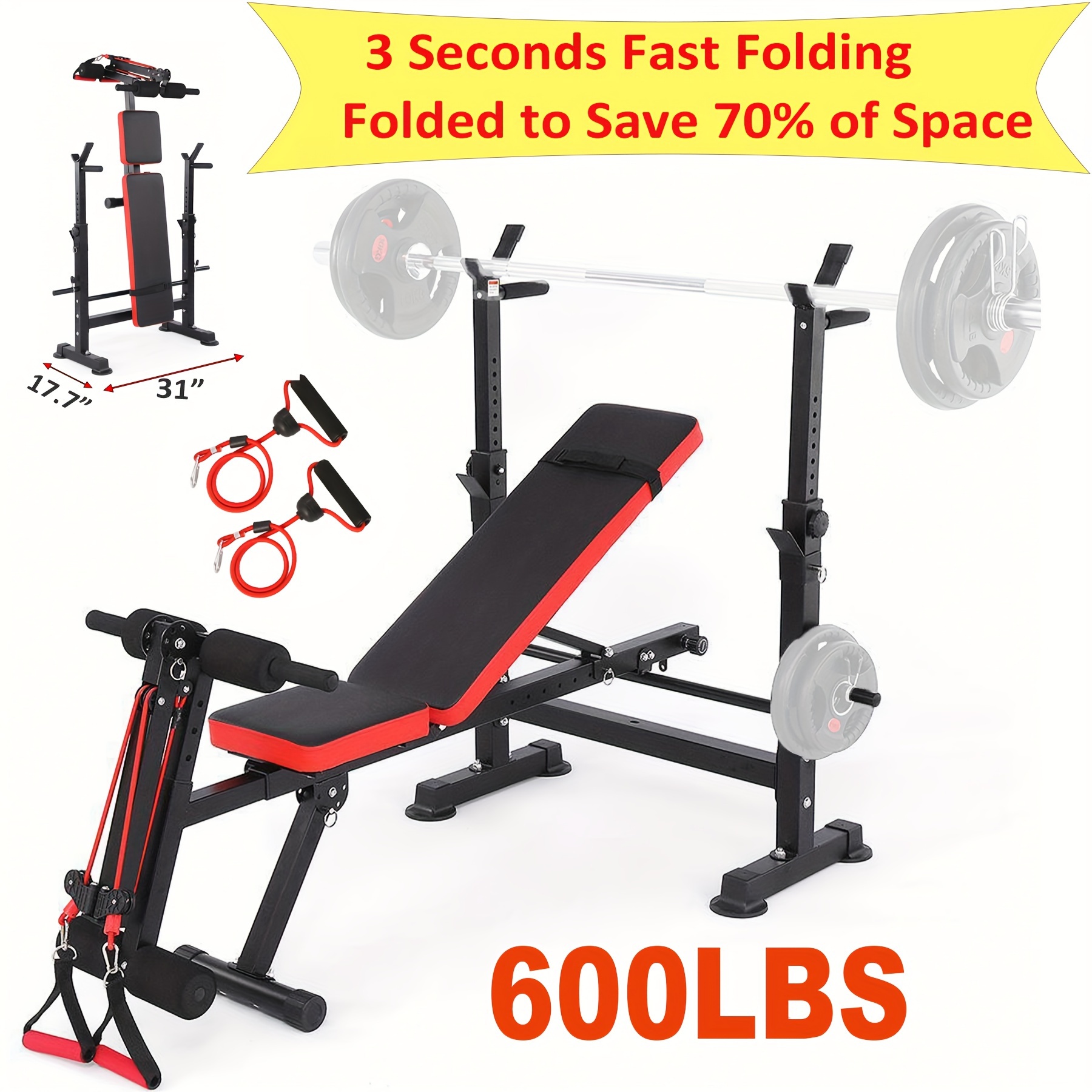Barbell Rack Bench Press Shopee 600LBS 3-Second Fast Folding