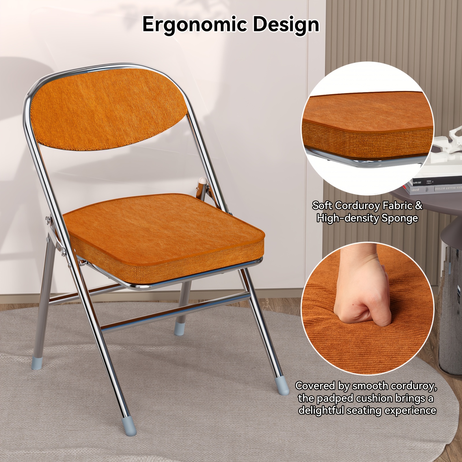 Image of Two-pack Suede Visitor Chairs, 5cm Thick Sponge, Suitable For Offices, Visitor Rooms, Lecture Rooms, And Dining Rooms, Storage, Load-bearing 175kg, Orange.