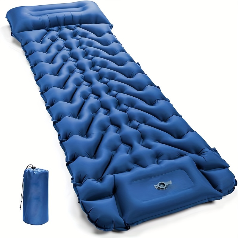   inflatable sleeping pad with built in pillow pump ideal for camping travel hiking durable nylon   repair kit storage bag