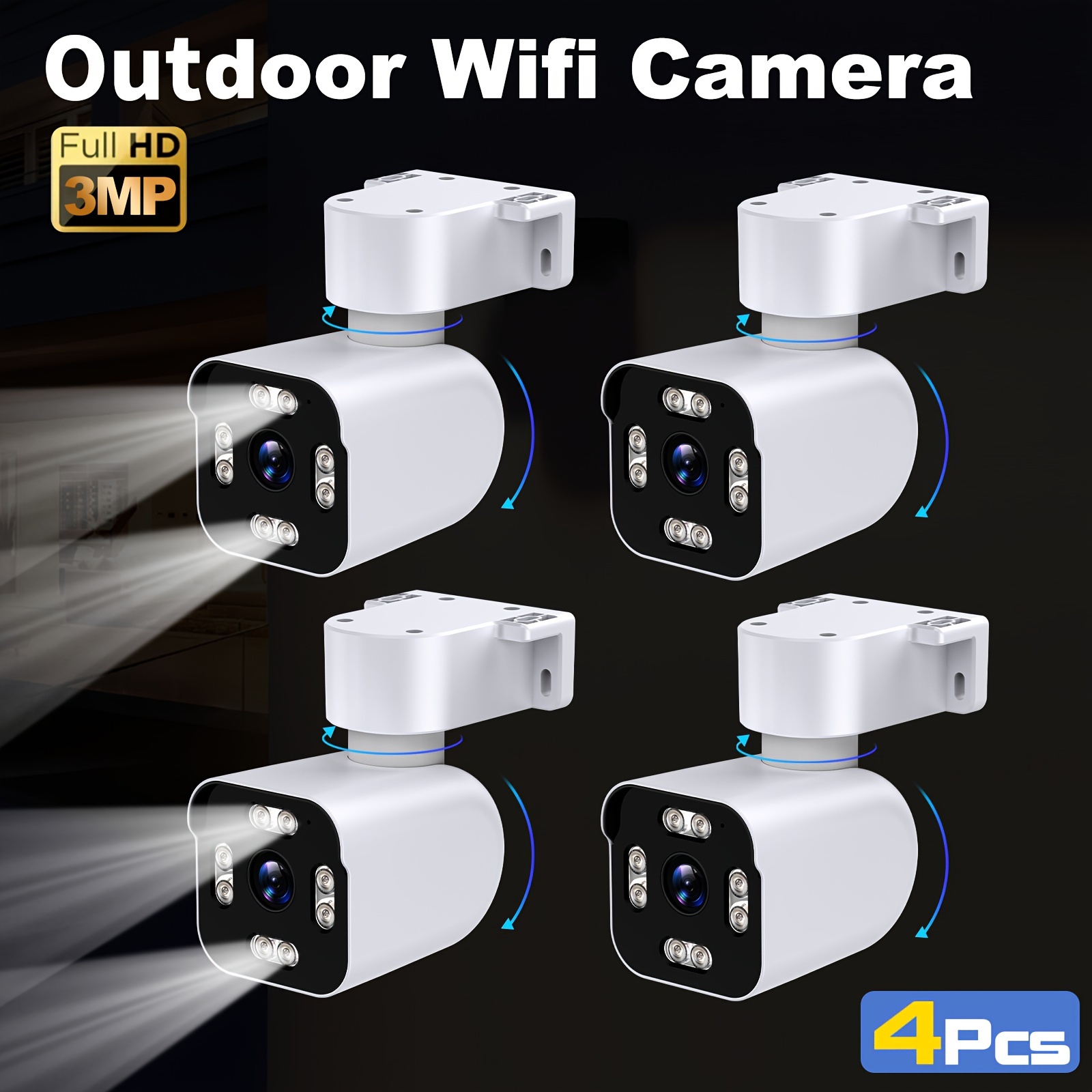 

4pcs 2k Hd Outdoor Wifi Cameras For Home Security, Indoor Ptz Camera Wireless Monitoring Home Door Surveillance, Wifi Smart Camera Night Vision Intelligent Detection