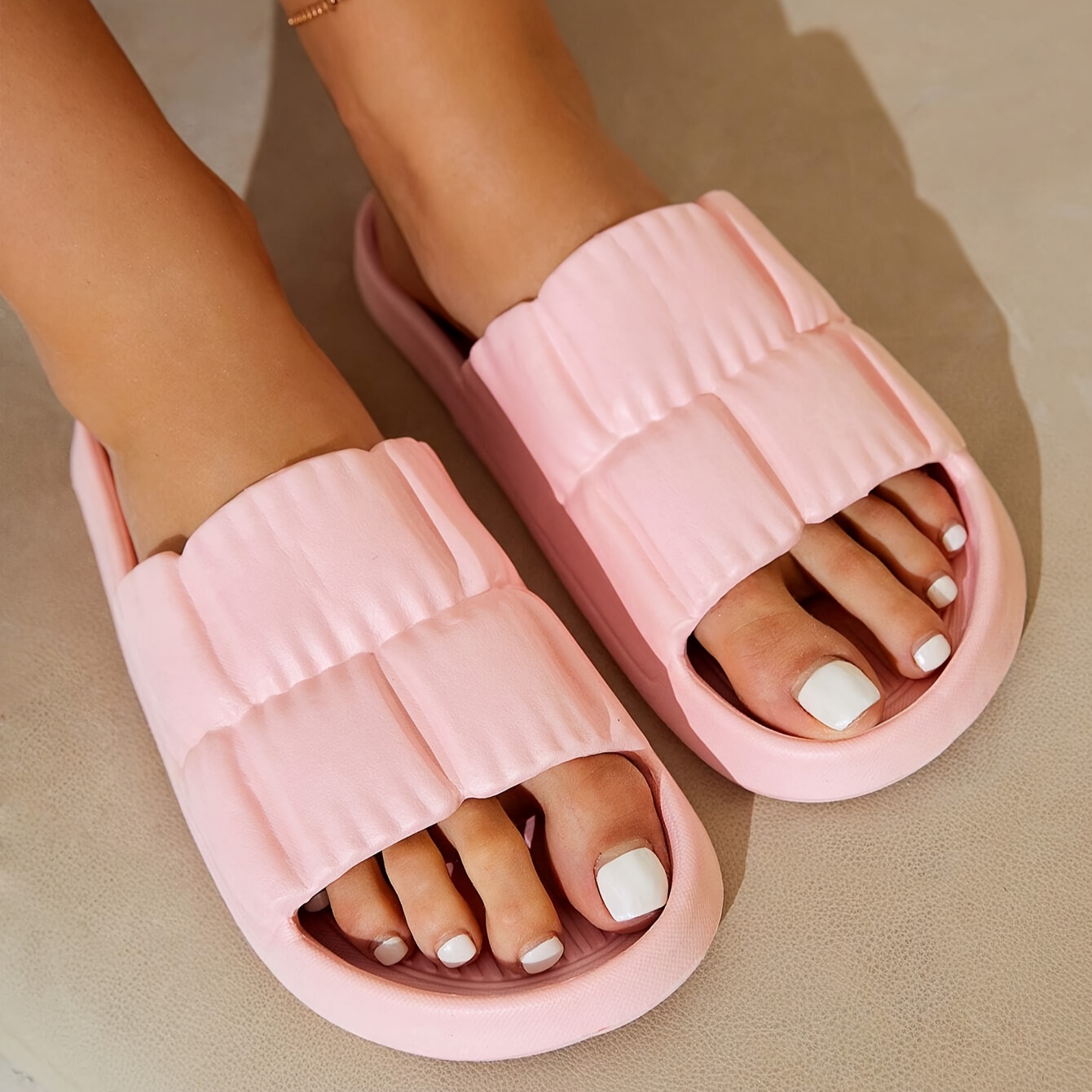 

Solid Color Eva Slides, Lightweight Soft Sole Flat Home Bathroom Slides, Non-slip Casual Beach Slides