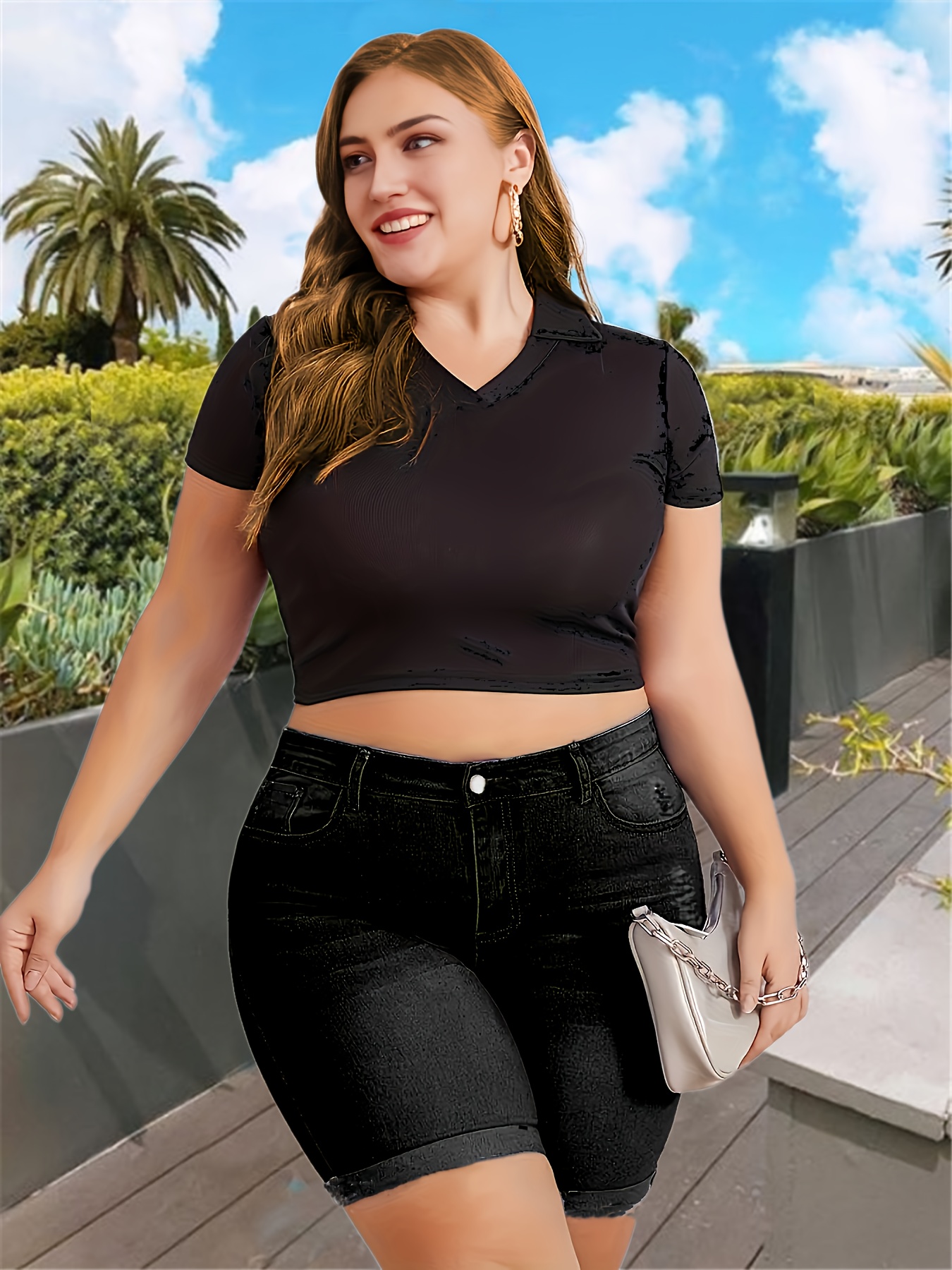 Plus size ripped bermuda shorts online