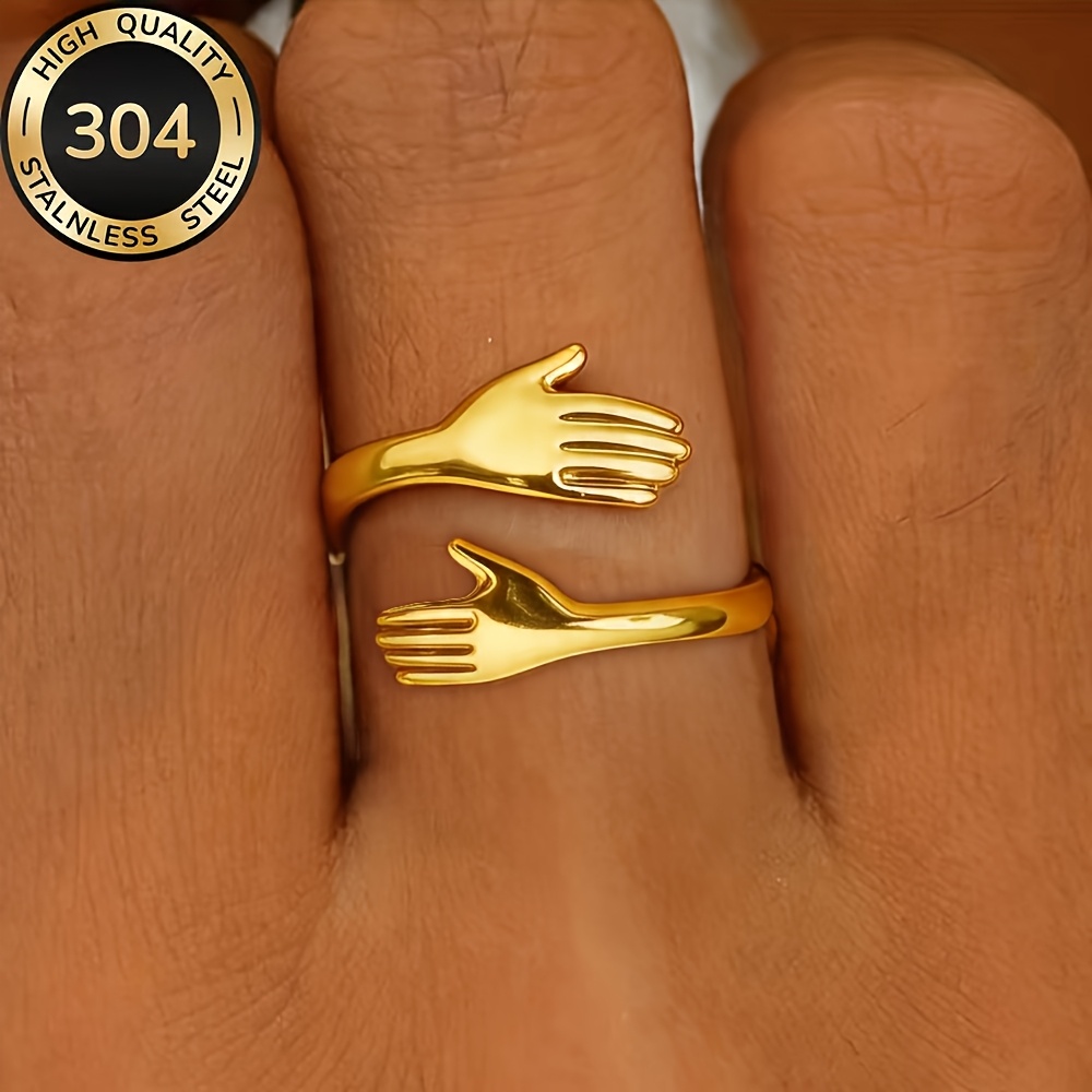 TEMU High-quality Hypoallergenic Stainless Steel Adjustable , Fade-resistant, Simple And Elegant, A Stylish Women's Ring Suitable For Daily Wear Or