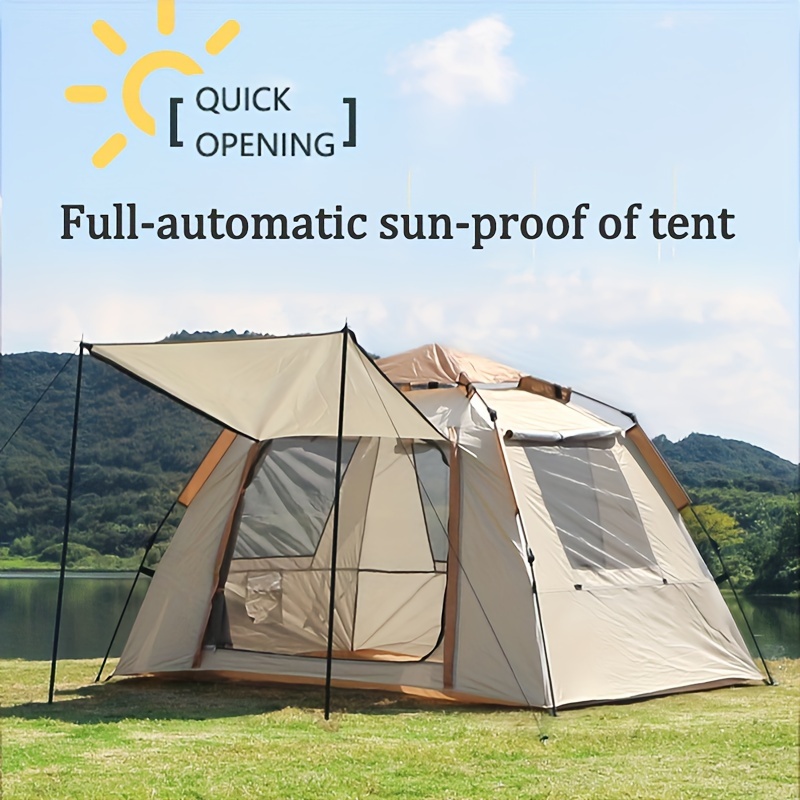 

Outdoor Camping 1 Door 3 Window Oxford Fabric Tent For 2 People, Instant Installation, Comfortable And Convenient, Resistant To Ultraviolet Rays And Weather.