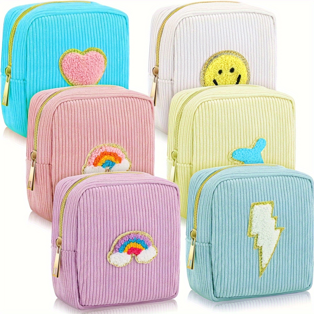 

Nylon Cosmetic Bag Mini Lipstick Key Organizer Towel Embroidered Cartoon Pattern Sanitary Napkin Storage Bag Small Travel Makeup Pouch Bag For Women