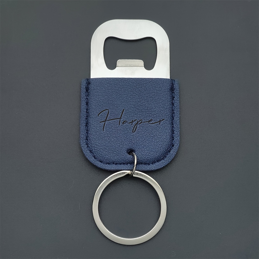 TEMU 1 Customizable Diy Name 3d Laser Engraved Personalized Stainless Steel Beer Bottle Opener Keychain, Stylish And Durable, Suitable For , An Gift