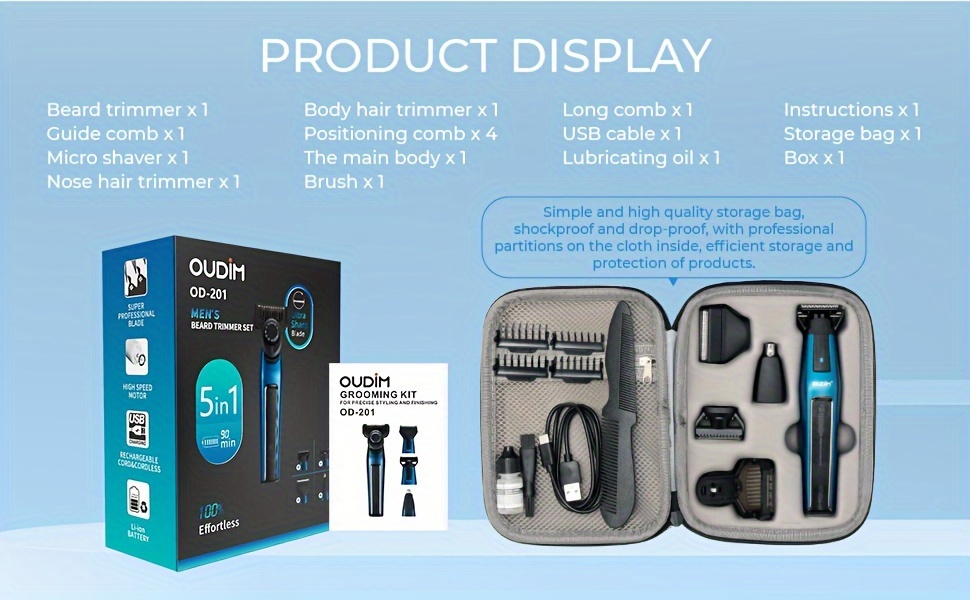   cordless shaving and hair clippers kit electric shaver 5 in   hair trimmer lady shaver electric eplilator bikini hair removal body groin trimmer shaver body adjustable combs and travel case for men barbers   use Product details 9