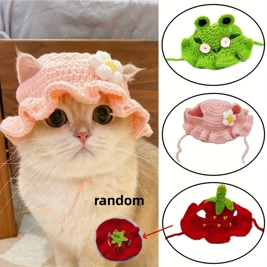 adorable crochet cat hat with ruffle and floral accents – soft
