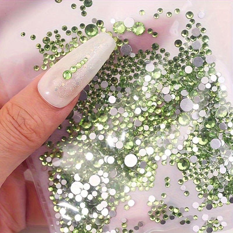 1440pcs Light Green Crystal Rhinestones, Flat Back Non-adhesive Glass ...