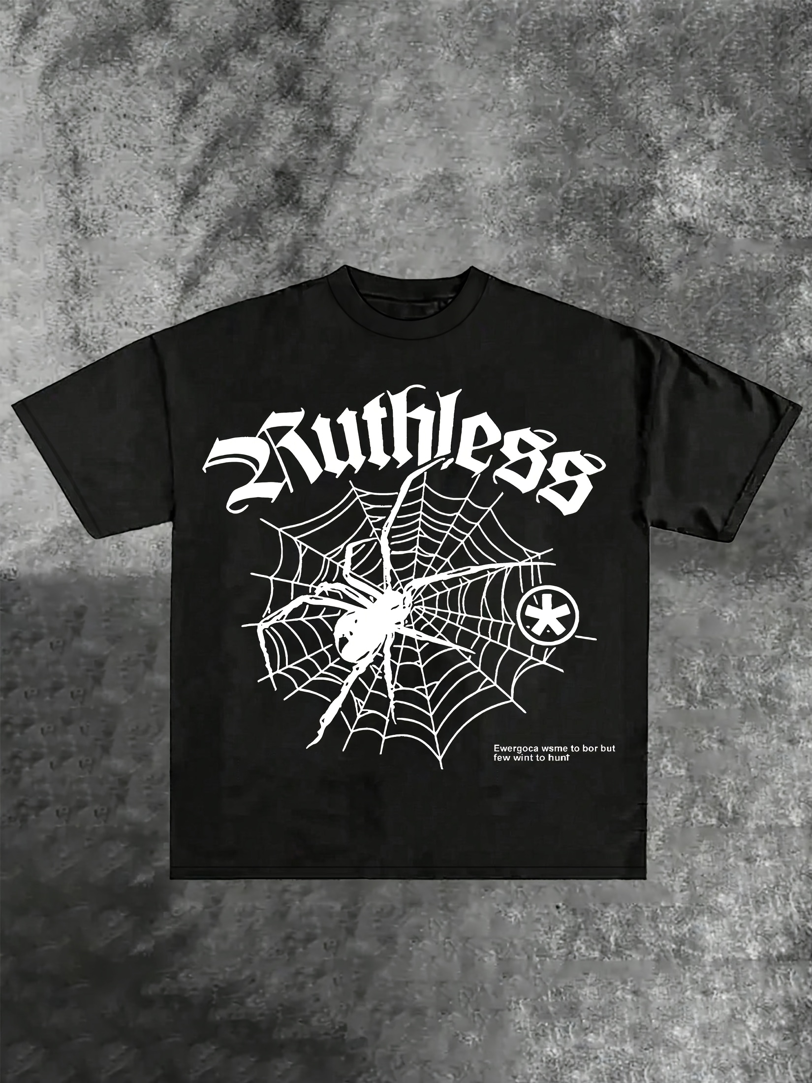 【RASSVET】SPIDER WEB TSHIRT [BLACK WHITE] Men's Cotton T-Shirt -Halloween Spider Black Spiderweb