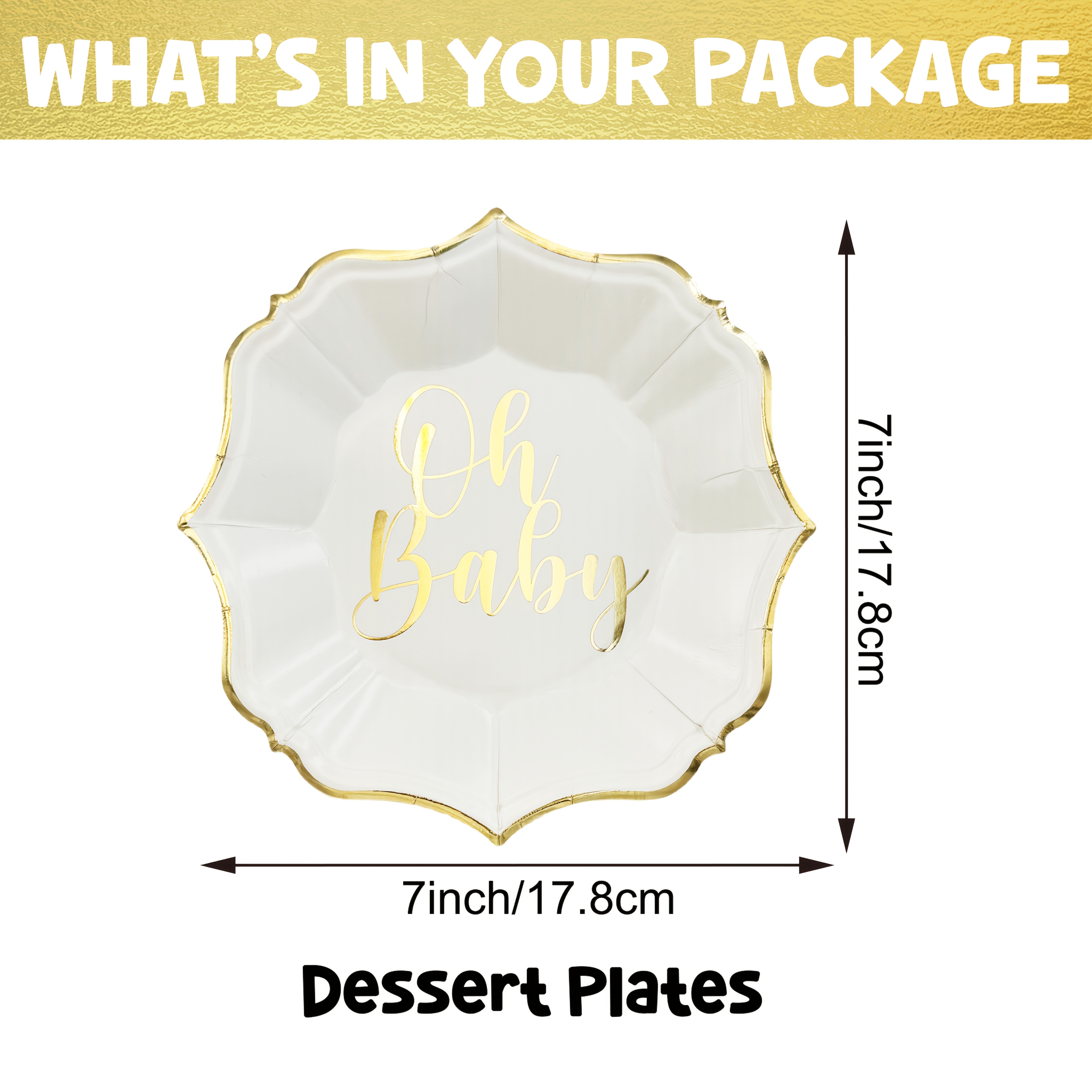 TEMU 30pcs -ohyoungsters Paper Plates With Scalloped Edging, 7" Dessert Plates, Birthday Shower Paper Party Plates