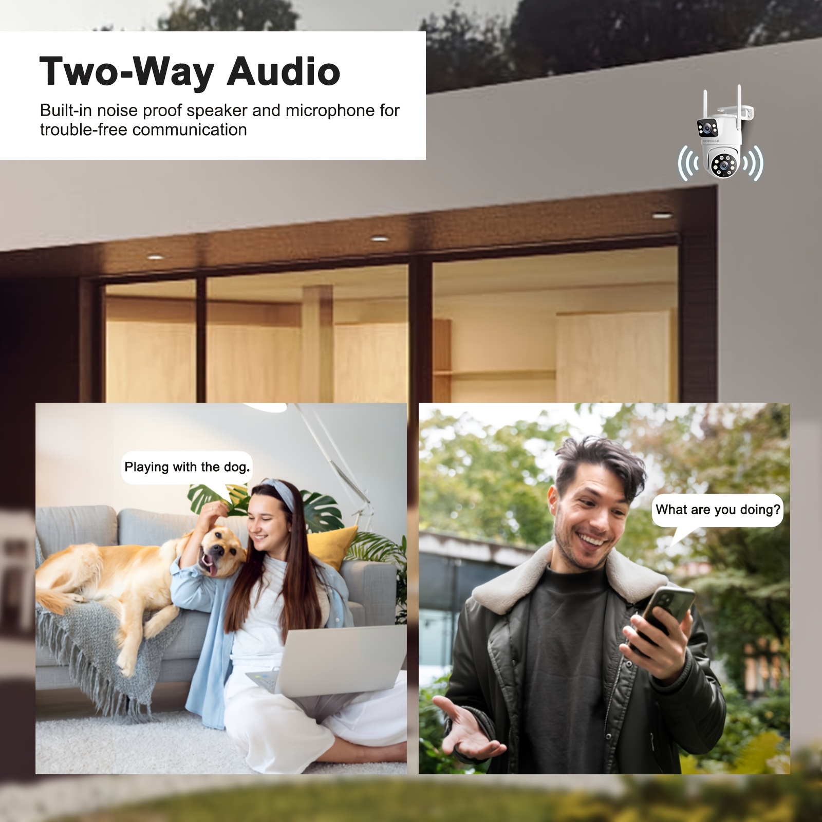 Multifunctional Security Camera Wireless Outdoor Wifi Security Monitoring 2K High-Definition Dual Lens Automatic Rotation Pan Tilt Night Vision Motion Detection Bidirectional Call Security Camera