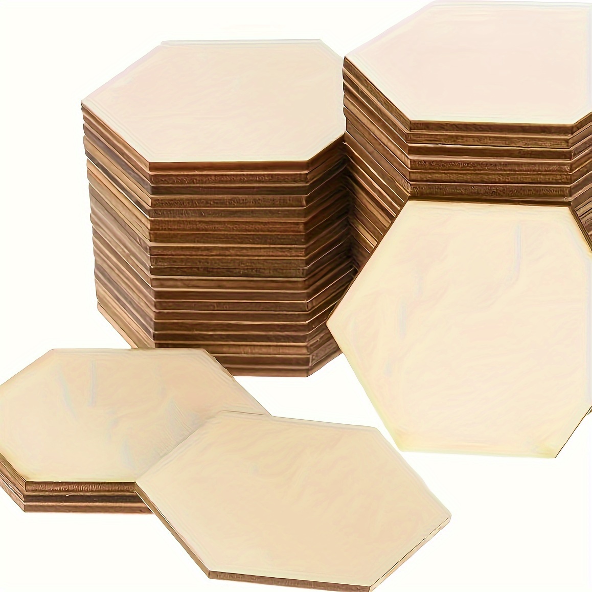 

20pcs Wooden Hexagon Coasters For Diy Painting And Crafts - Party Decorations And