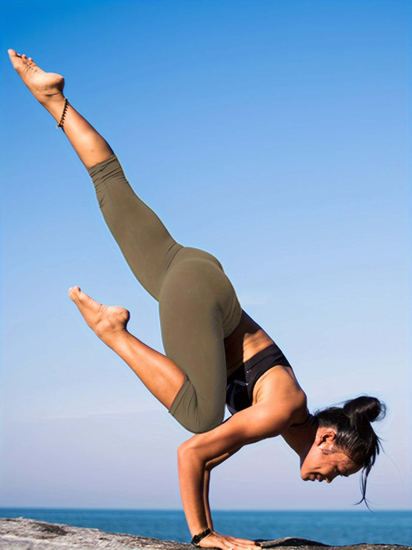 UURUN High Waist Yoga Pants Capri Workout Running Leggings with