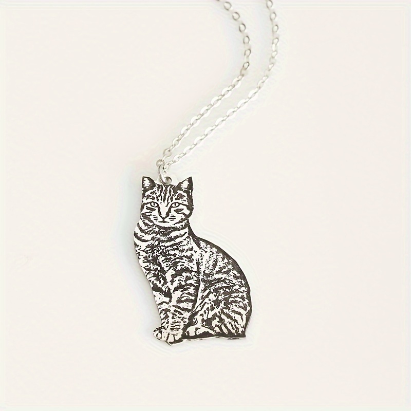 Personalized Engraved Photo Necklace with Dog Image Pendant