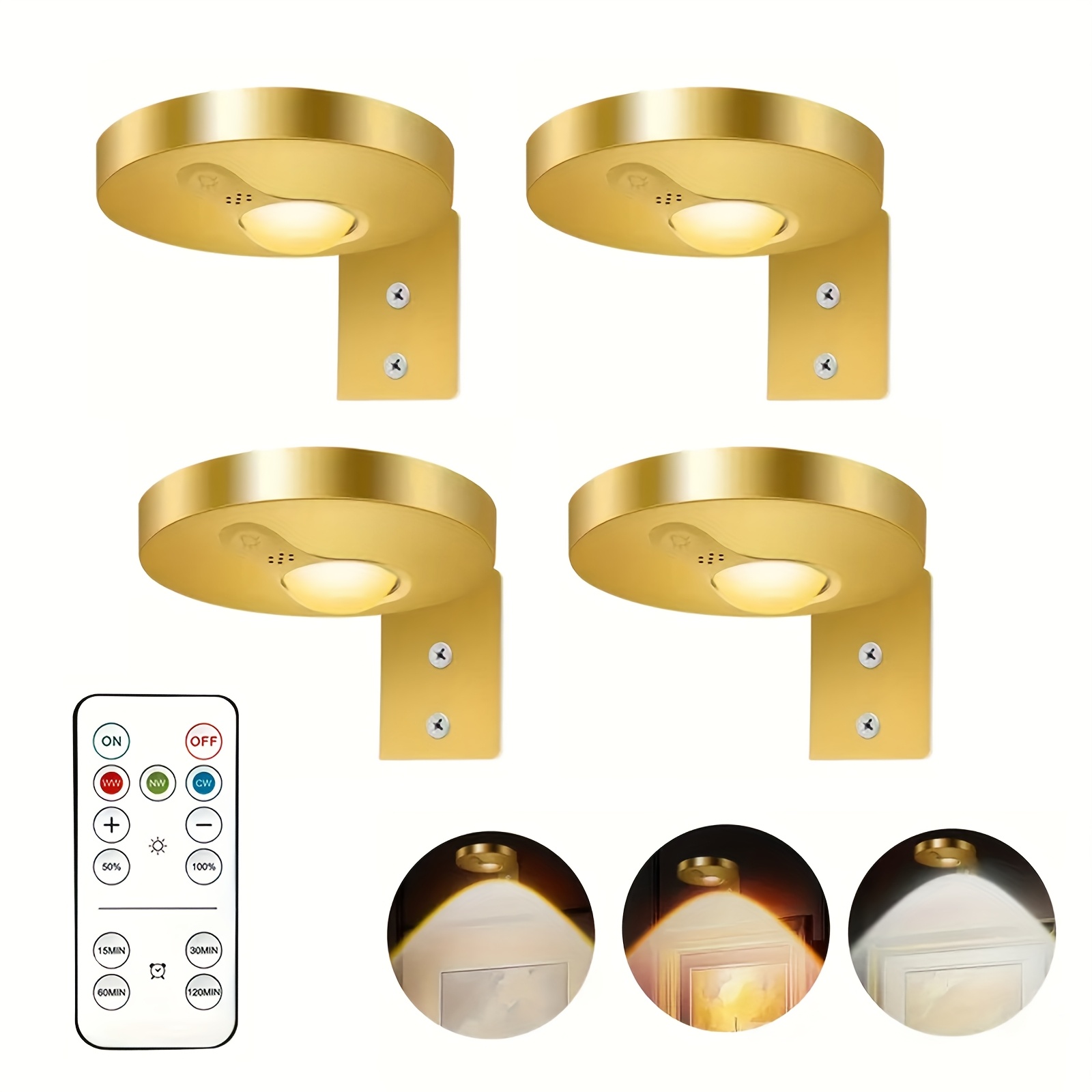 2/4/6pcs Set, Remote Control, Rechargeable, Golden, Display Light, Cabinet Light, Photo Light, Timer, Dimming, Photo Frame Light