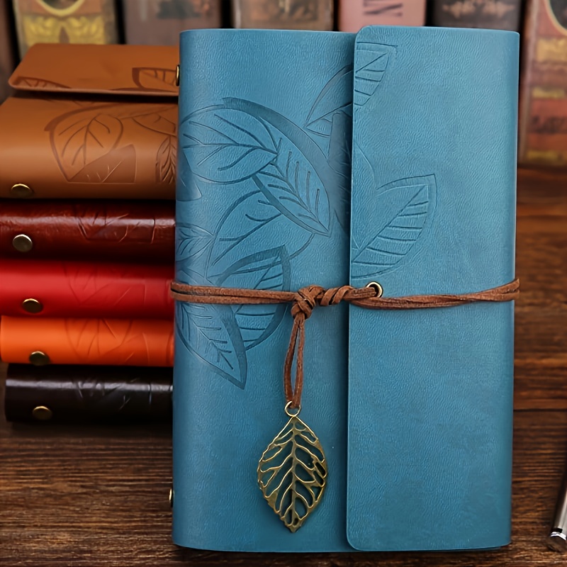 

Vintage Leaf Embossed Leather Personal Organizer With Portable Travel Journal And Ledger For Study Stationery
