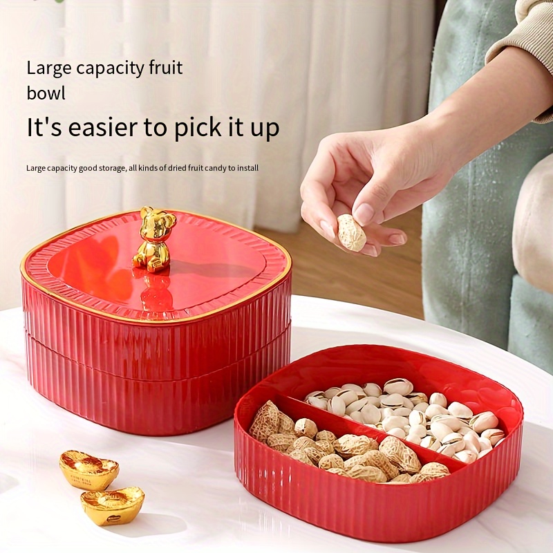 1pc Snack Storage Box Flower Snack Serving Trays Fruit Tray with Lid Norse  Decor Plastic to Go Containers Snack Plate Dessert Bowl To Rotate Rattan