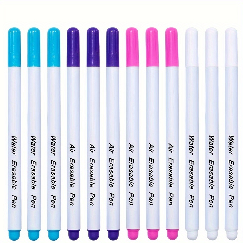 

4pcs Water-soluble Fabric Markers - Erasable Ink Pens For Sewing, Quilting & Crafts - Comfort Grip, Multi-color Options