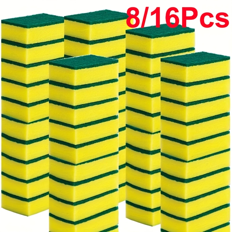 

8/16/32pcs Absorbent Dishwashing Sponge, Rust Brush For Pot Shovel, Kitchen Oil Cleaner, Household Tools