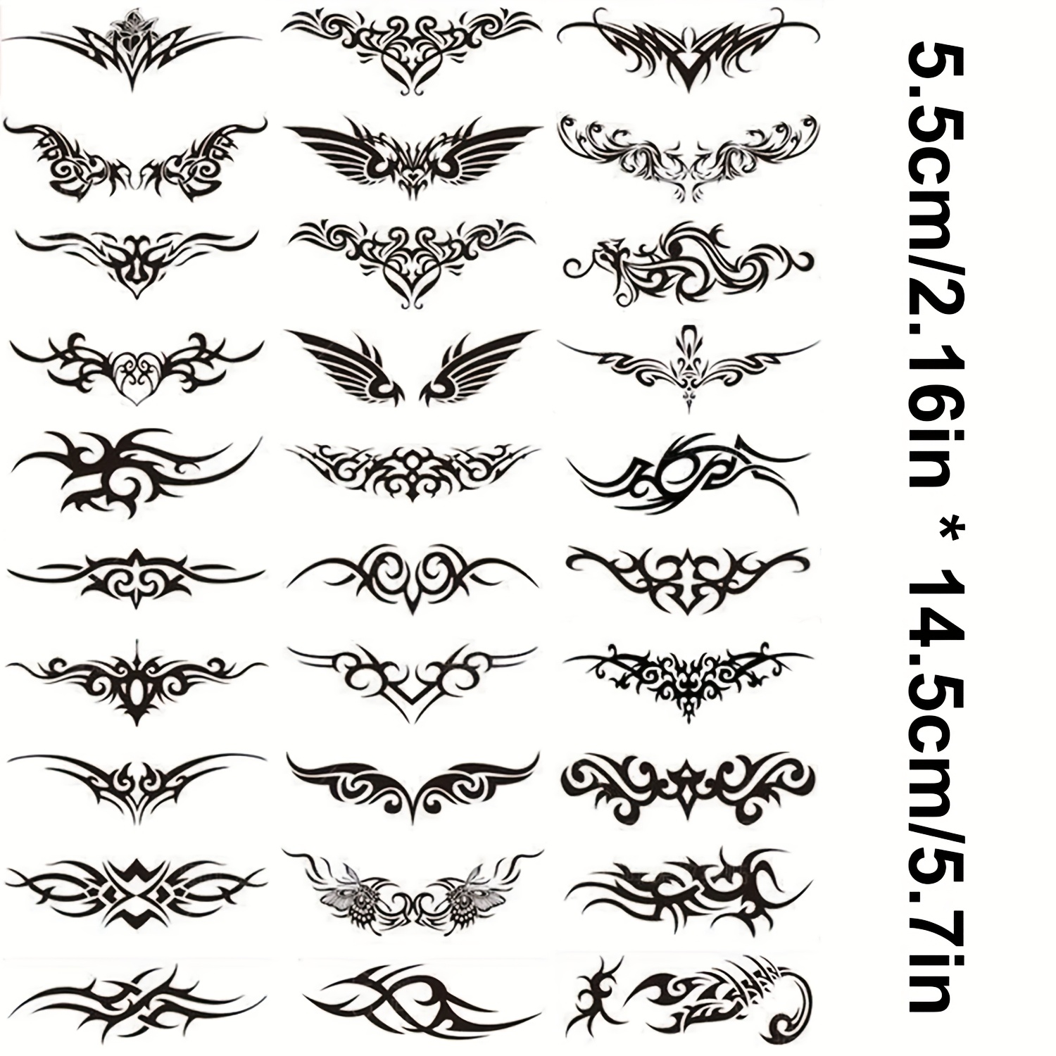 Image of Ftvltat 30pcs/18pcs Black Tribal Totem Temporary Tattoo Stickers For Genders, Durable And Realistic Waterproof Body Art , Ideal For Decorating , Wrists, Ankles, And Abdomen