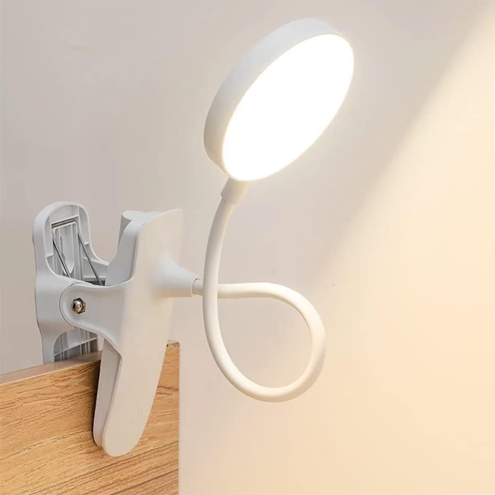 TEMU 1 Led Desk Lamp, Touch -on Reading Light, 3 Color Temperatures, Usb Rechargeable, 360° Flexible Touch , Round Clip-on Reading Lamp For Students,