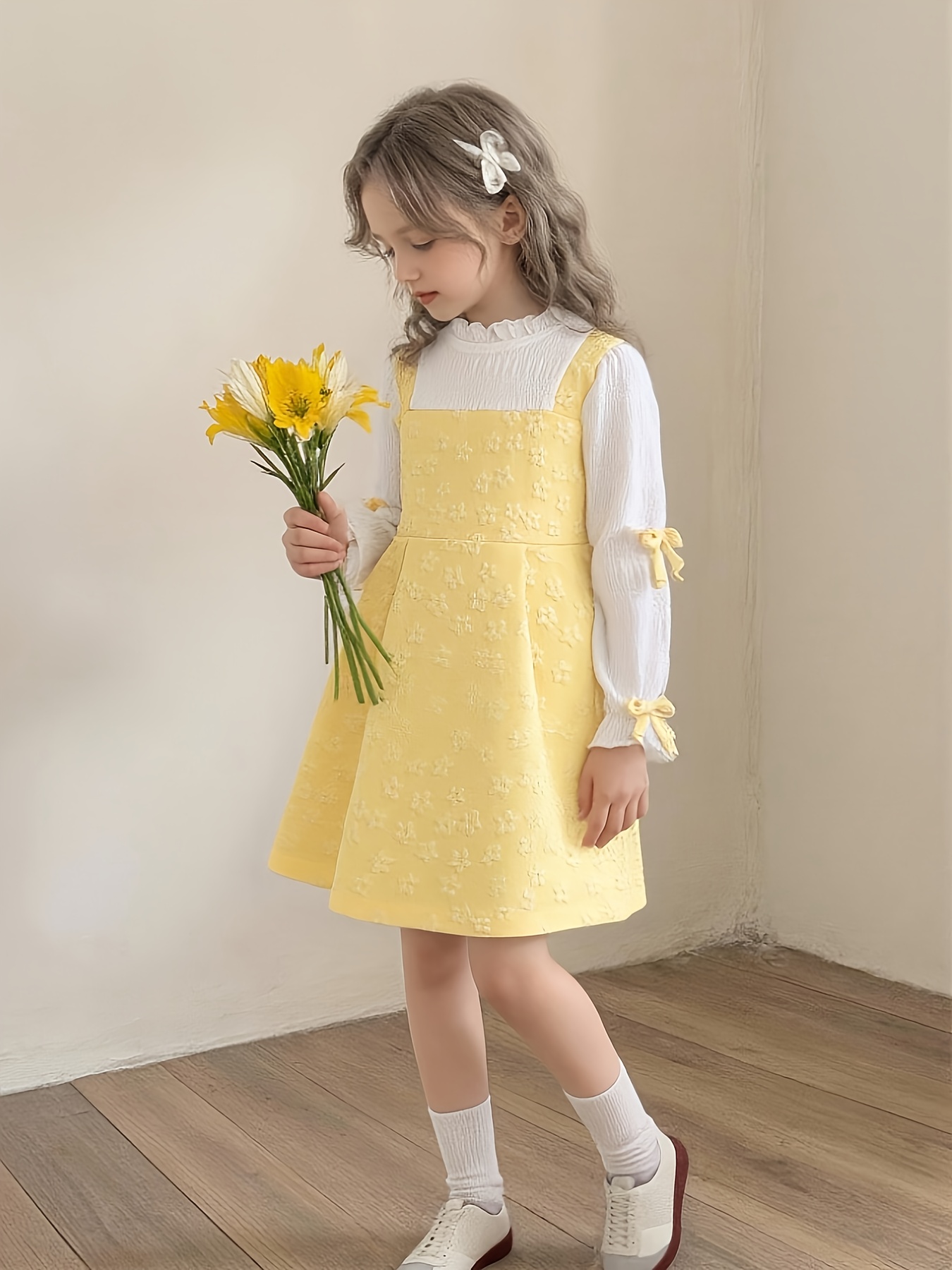 white dress with black flowers Off Shoulder Mini Large Flower Applique Half Zip Athleisure Dress Size:4 Classic Curve 3D Flower Color white-cream-dress