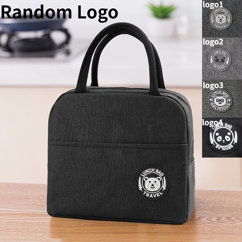 TEMU 1pc Insulated Lunch Bag (random Logo), Thickened Thermal Bento Tote Handheld For Men Women Adults Work Office Commuter, Summer Camping Picnic
