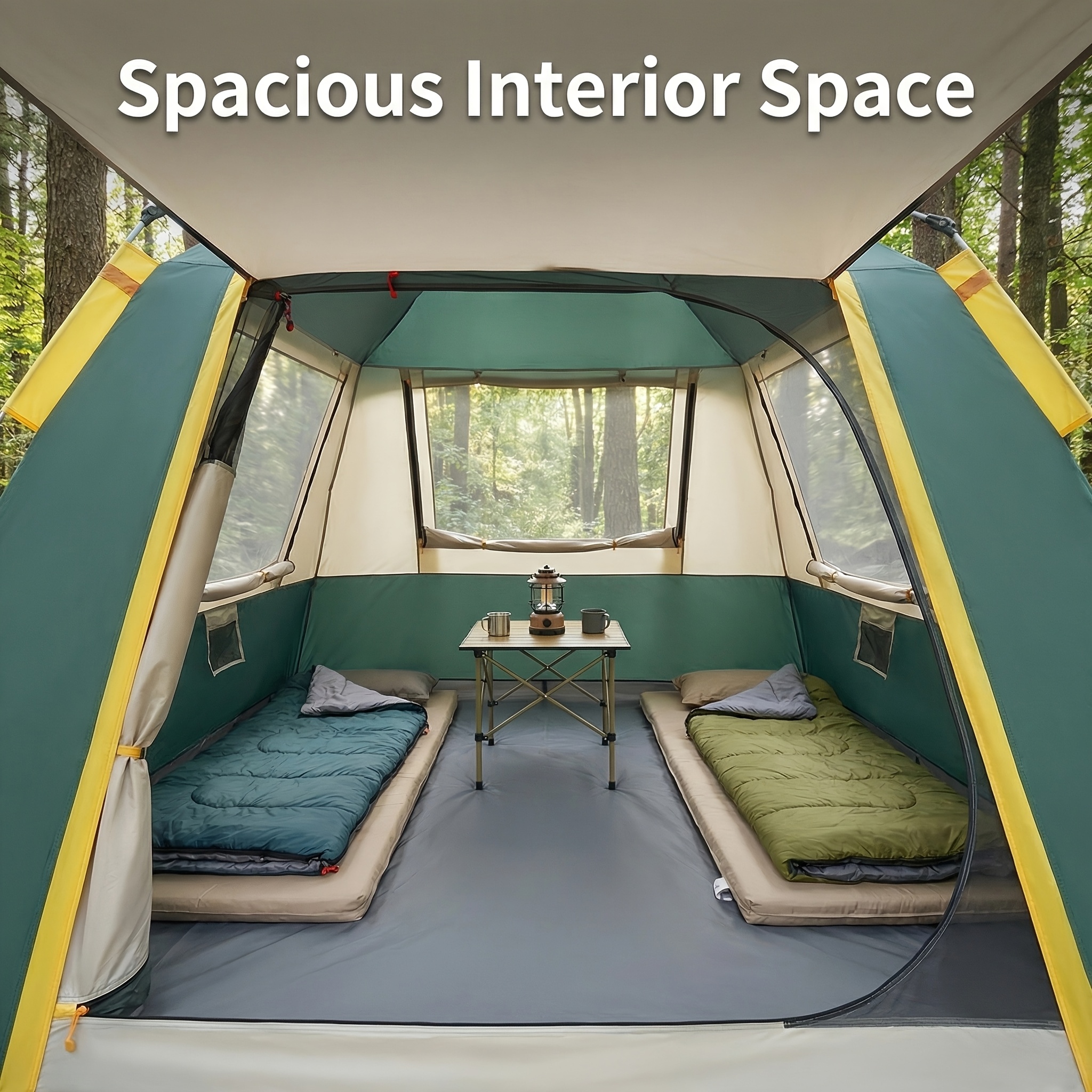 4 6 person instant camping tent with 1 minute setup large family tent with 2 doors easy 60   up weather resistant family cabin tents with rain fly for outdoor camping