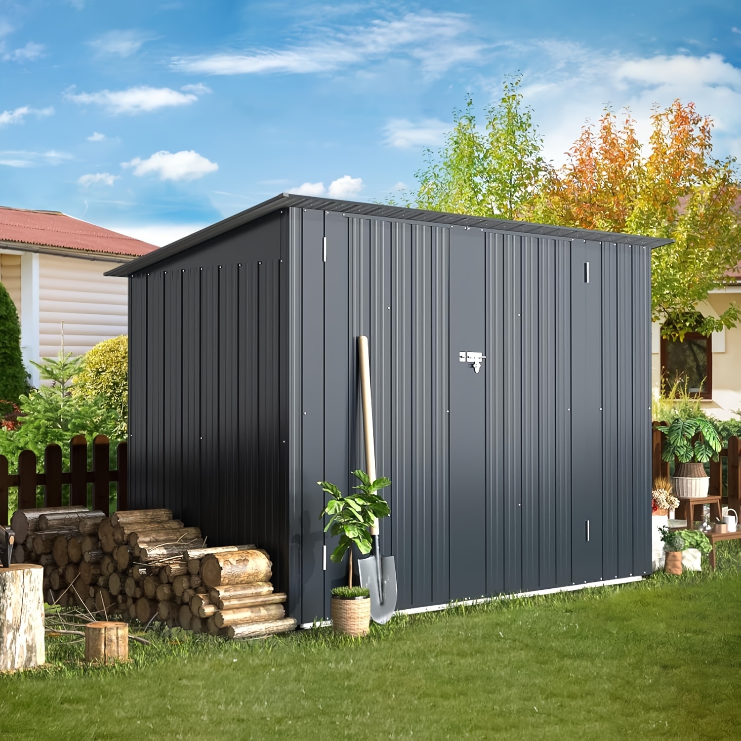 

Yodolla Shed Outdoor Bike Sheds & Outdoor Storage, 7'x3' Storage Metal Garden , Small Metal Outdoor Storage Cabinet Lean To Shed For Bikes