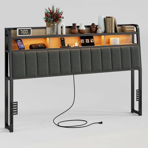 headboard for queen king size bed with storage head board with usb type c port height adjustable queen king head board only sturdy and stable