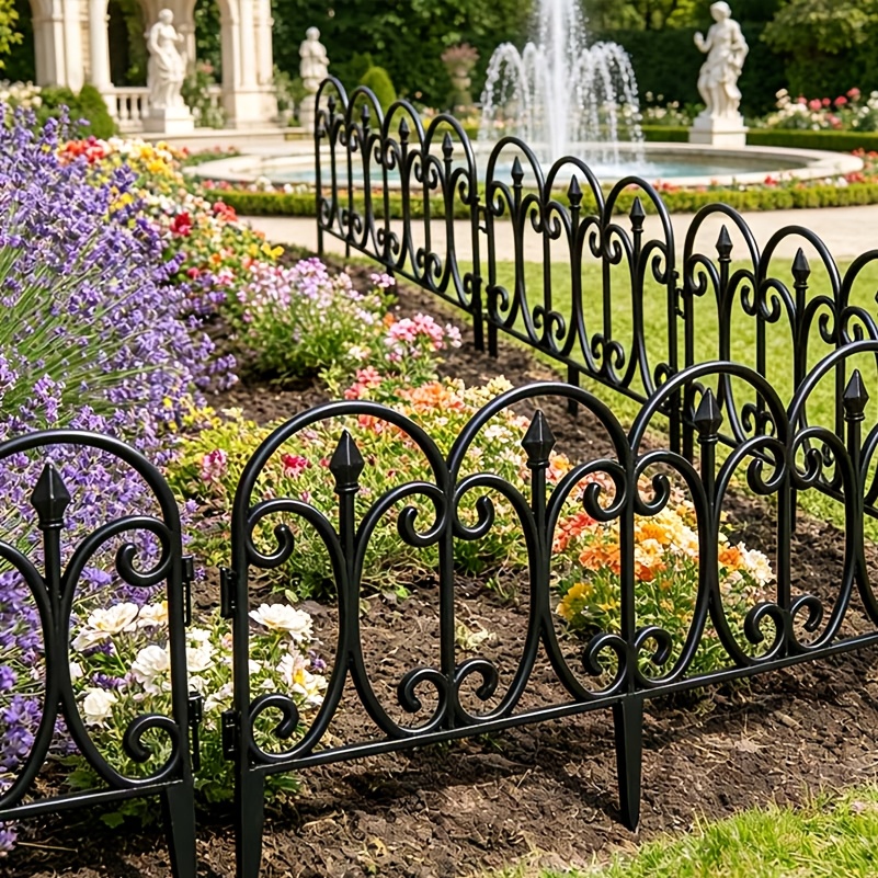 4 8pcs decorative garden fence no dig metal garden border fence panels small pet barrier flower bed   rust resistant weatherproof outdoor landscape border decorative flower bed fence for yards patios lawns backyards and walkways