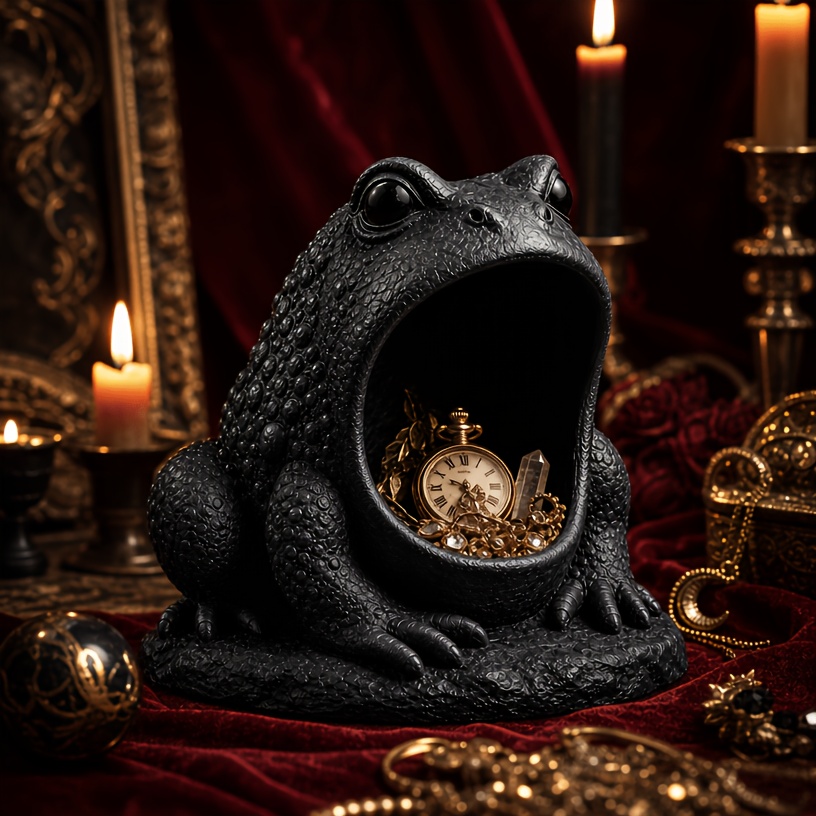 TEMU Plateau de Rangement Crapaud, Organisateur Bol à Clés Crapaud Imprimé en 3D pour Halloween, Bol à Bijoux Style Gothique, Peut Contenir Clés,